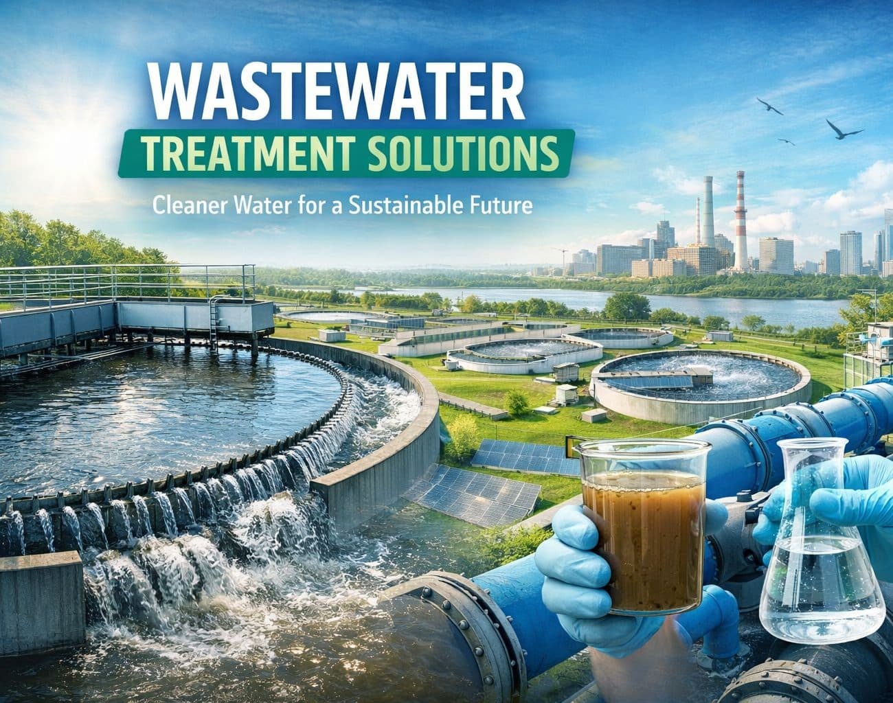 Modern water treatment facility with advanced piping and filtration systems